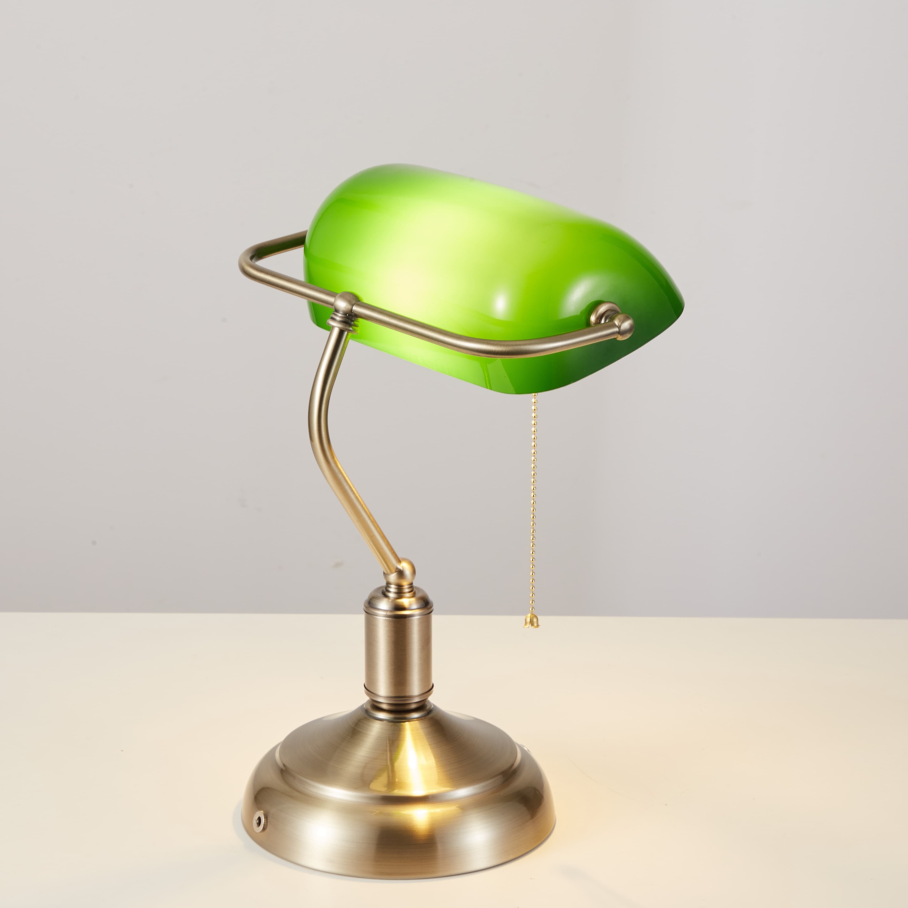 battery green glass lamp bronze back image2