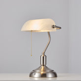 rechargeable bankers light white glassshade brushed nickel front image2