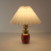 Red Chinoiserie Rechargeable Porcelain Lamp with Warm Light, Wireless Centerpiece for Dining