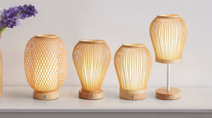 Battery Operated Bamboo Table Lamp