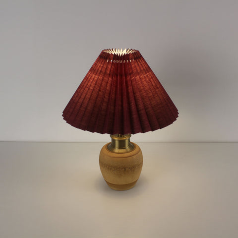 Bamboo Base Cordless Table Lamp -  Battery Operated Vintage Pleated Shade Table Lamp
