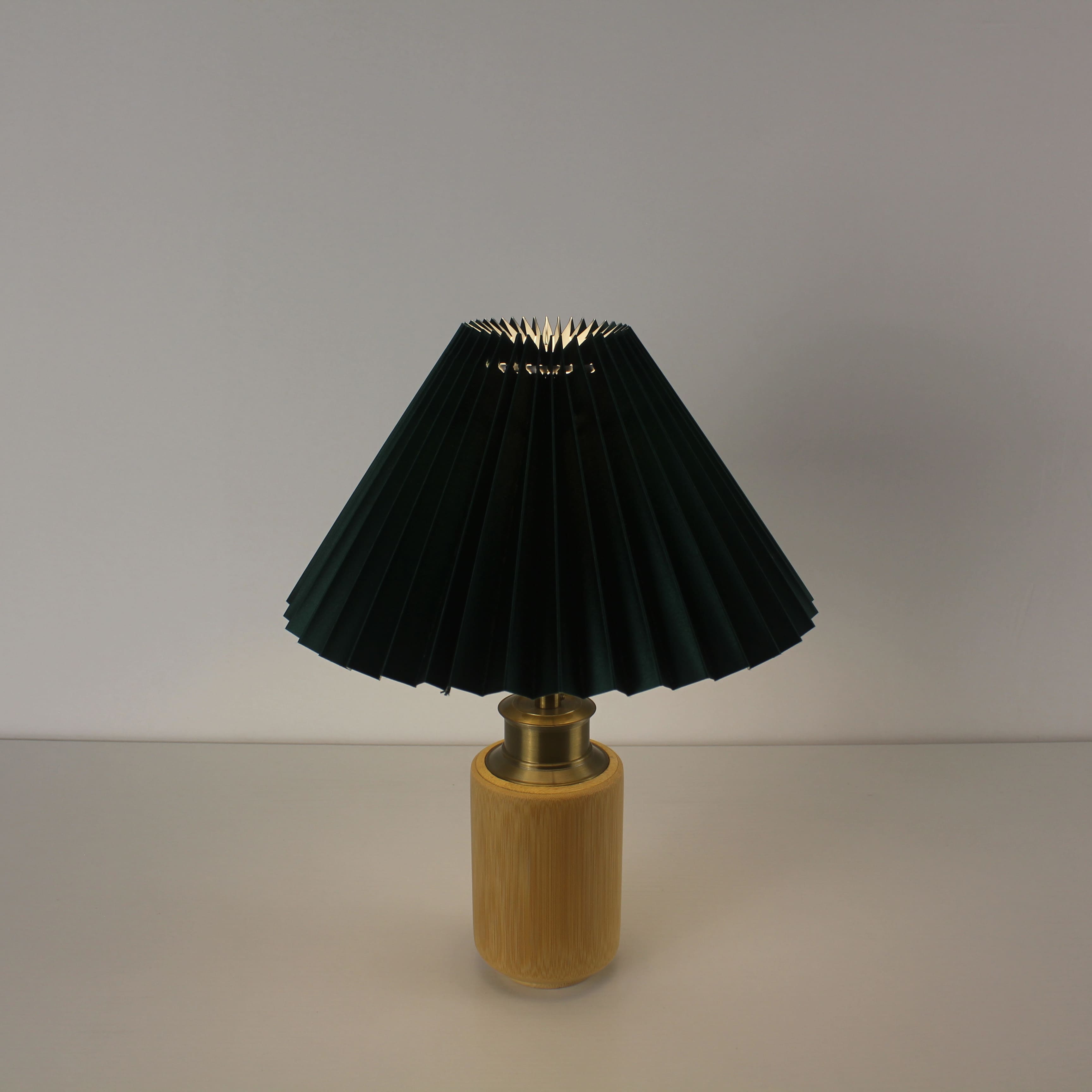 Bamboo battery powered bedside Pleated Shade lamp