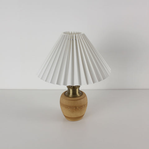 Bamboo Base Cordless Table Lamp -  Battery Operated Vintage Pleated Shade Table Lamp