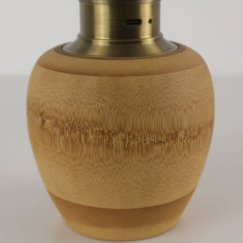 Bamboo Base Cordless Table Lamp -  Battery Operated Vintage Pleated Shade Table Lamp