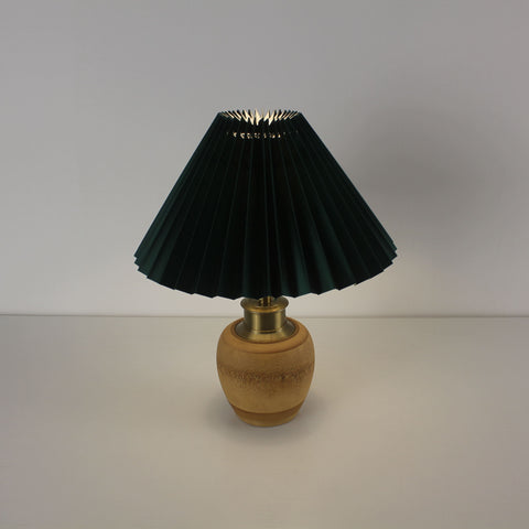 Bamboo Base Cordless Table Lamp -  Battery Operated Vintage Pleated Shade Table Lamp