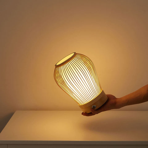 Battery Powered Bamboo Lantern Lightweight Design