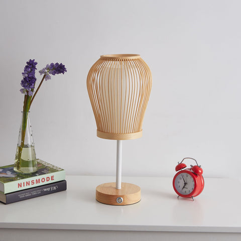 Battery Powered Bamboo SilkTable Lamp 02