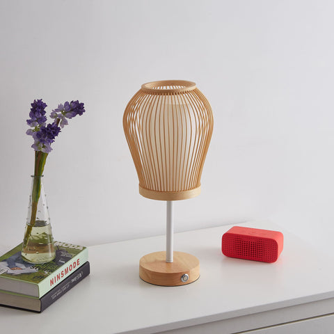 Battery Powered Bamboo SilkTable Lamp 04
