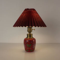 Ceramic Tabletop battery operated Pleated Shade lamp