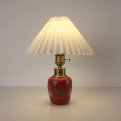 Ceramic battery operated bedside Pleated Shade lamps