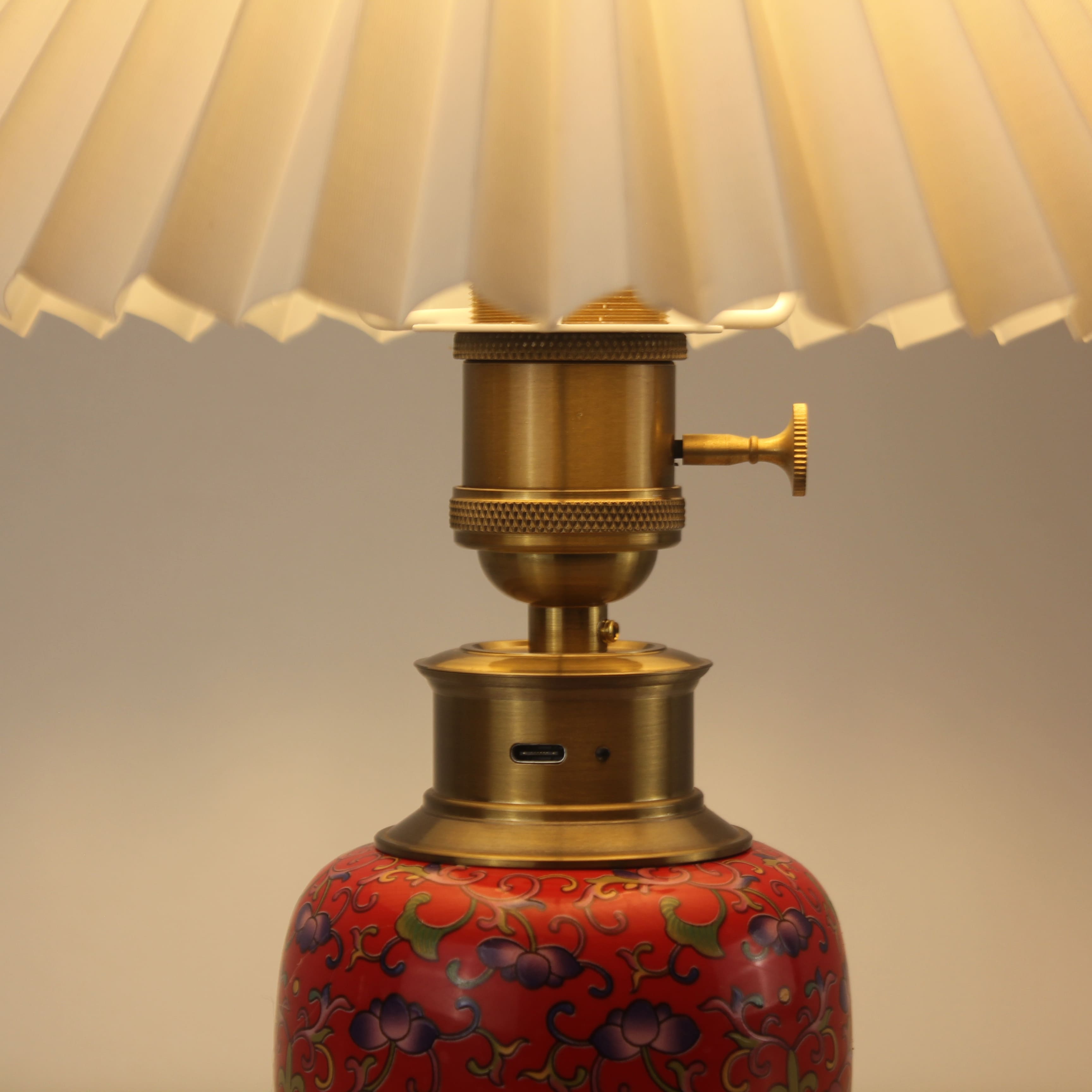 Ceramic cordless led Pleated Shade table lamp