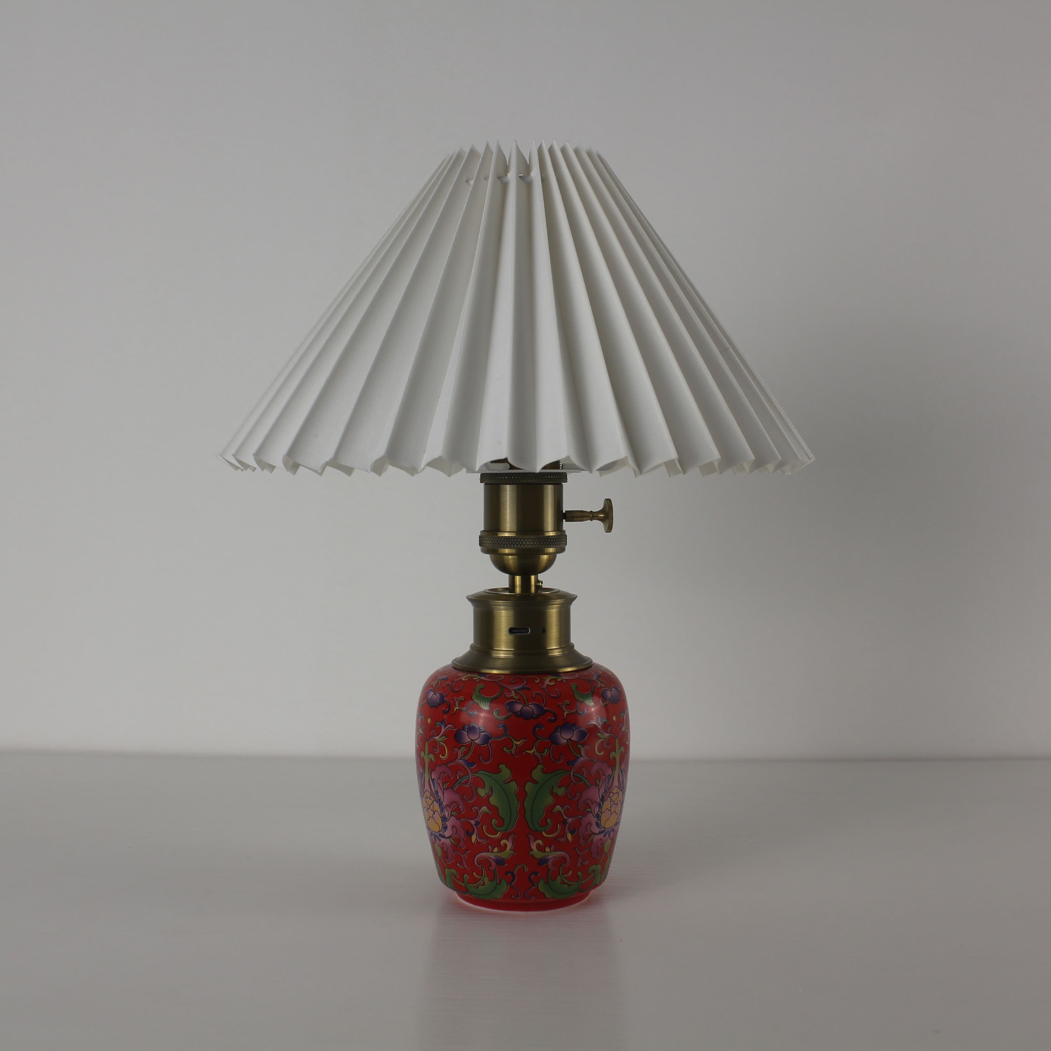 Ceramic rechargeable dining Pleated Shade table lamp