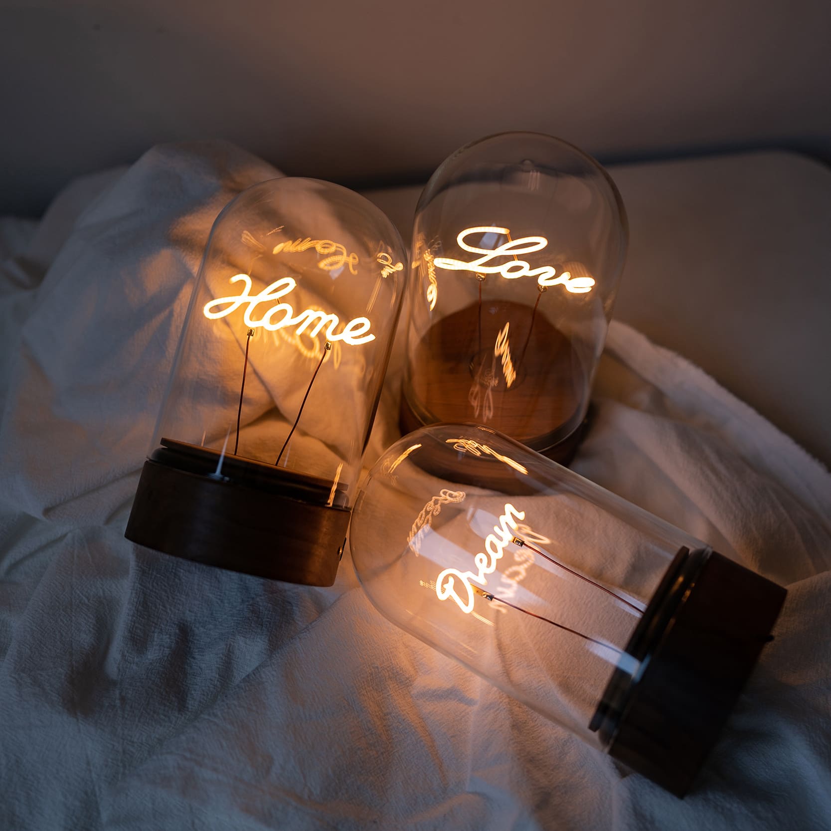Glass Bell Jar Text Message Table Lamp