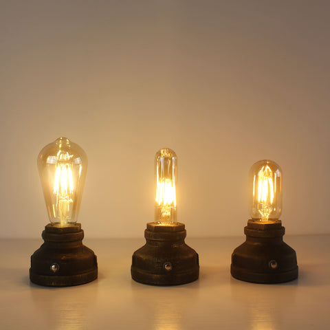 Lampe de table à piles en bronze style steampunk industriel vintage