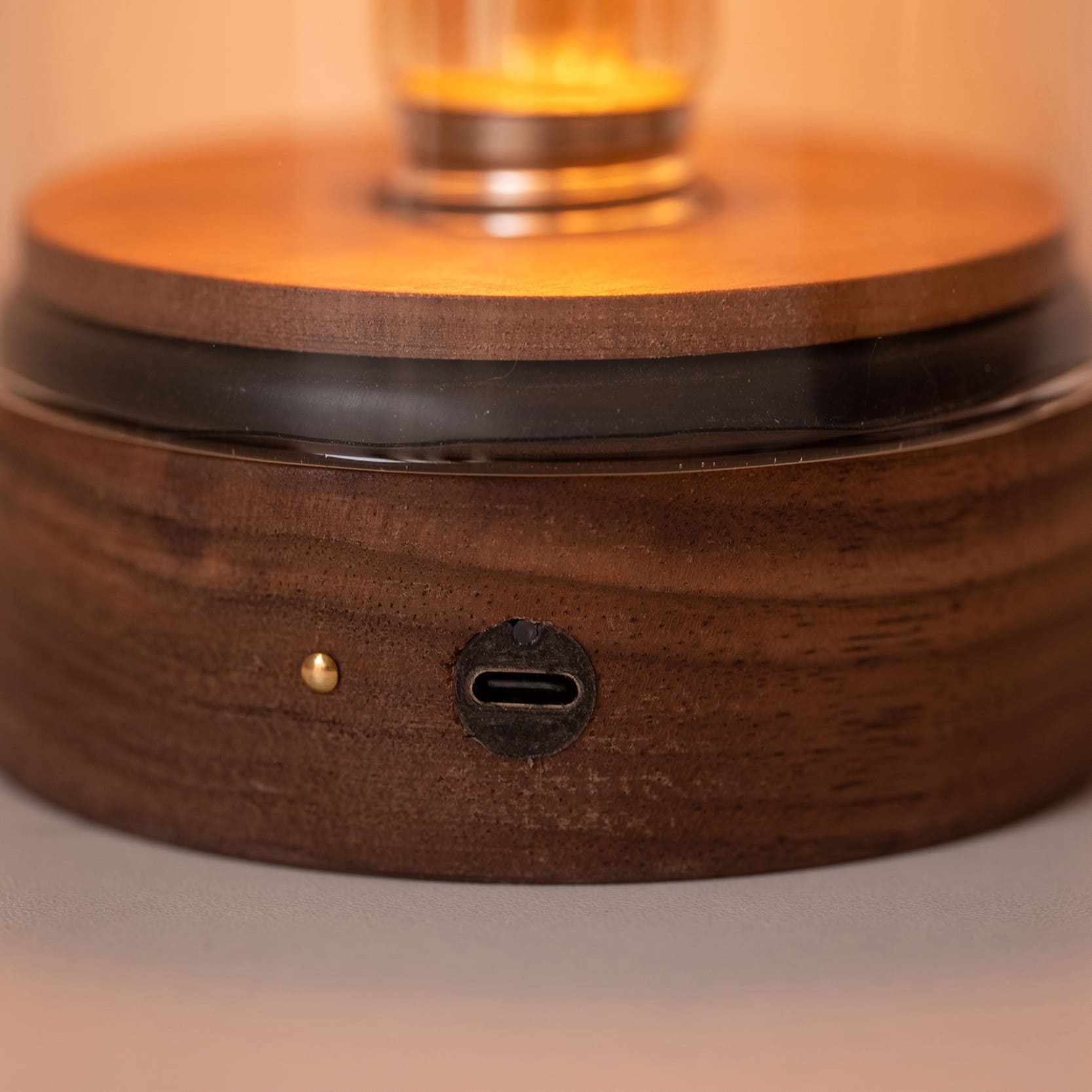 Handmade wooden charging edison light bulb desk lamp
