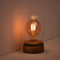 Handmade wooden charging industrial edison table lamp