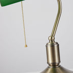 Cordless Banker Desk Lamp with Green Glass Shade