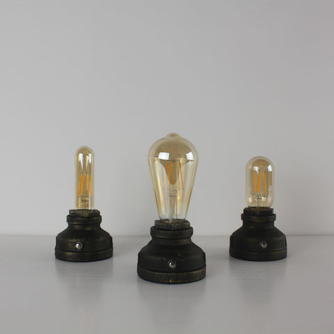 Lampe de table à piles en bronze style steampunk industriel vintage