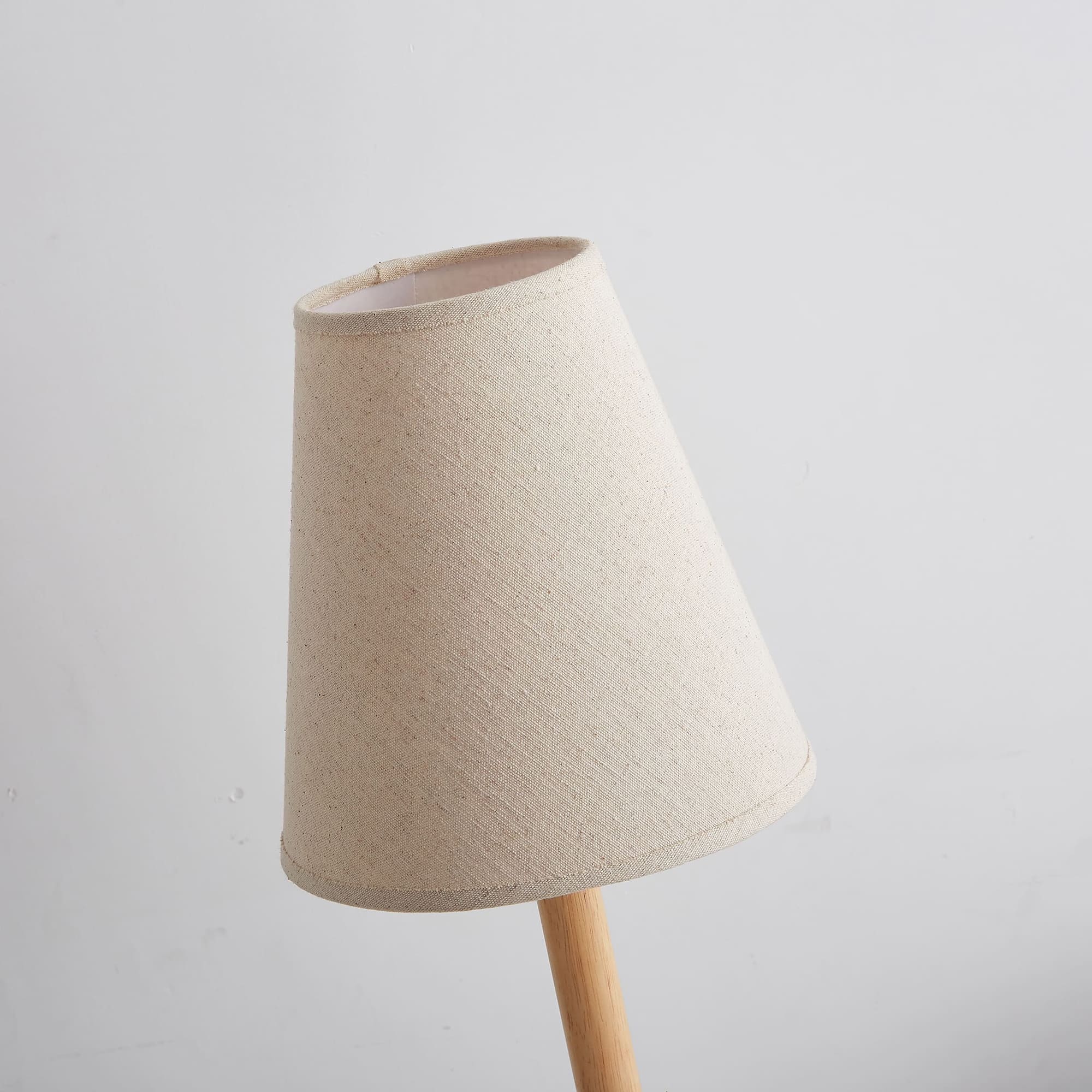 Nordic Style Wooden Table Lamp Linen Shade Detailed View