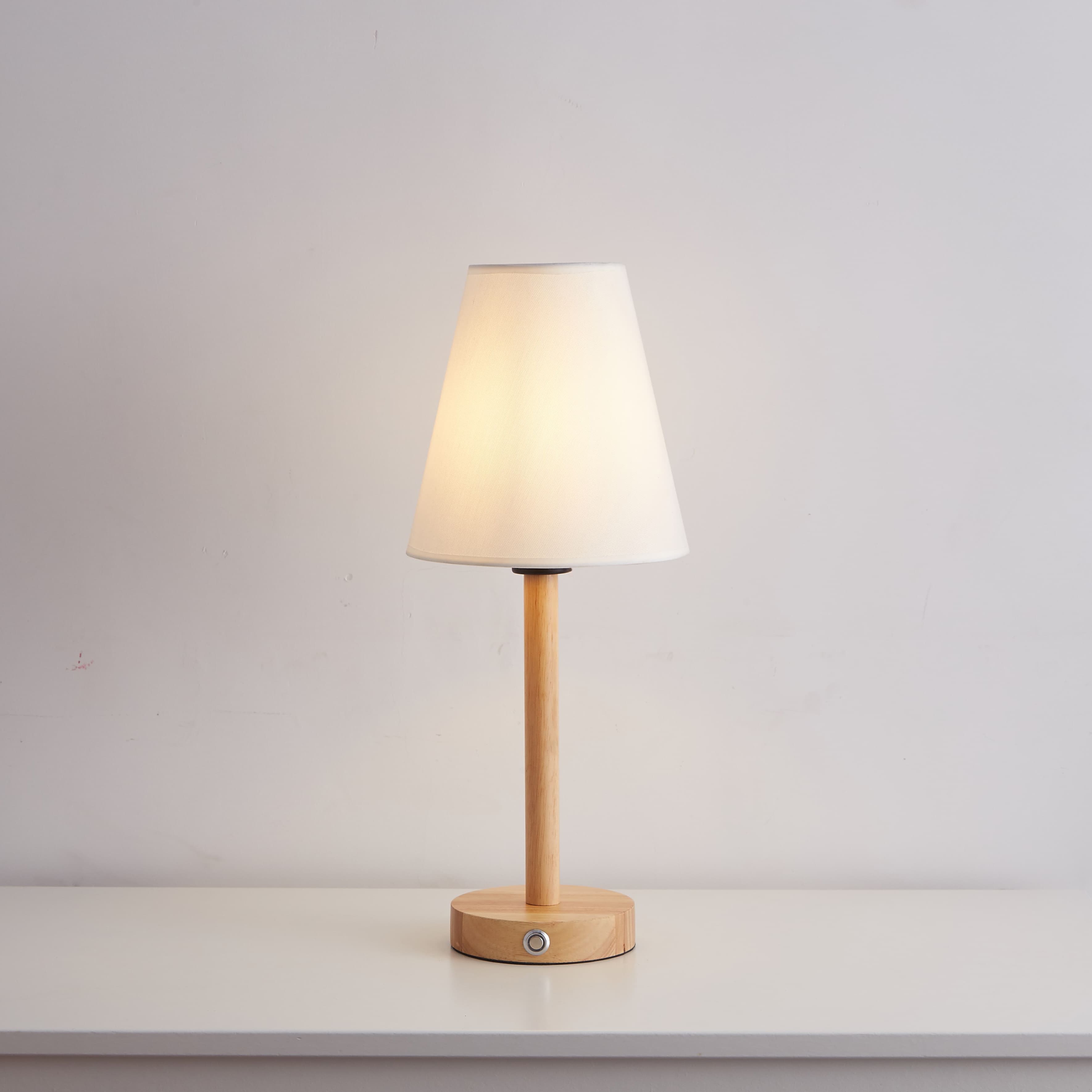 Nordic Style Wooden Table Lamp White Lampshade 01