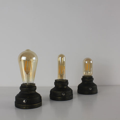 Lampe de table à piles en bronze style steampunk industriel vintage