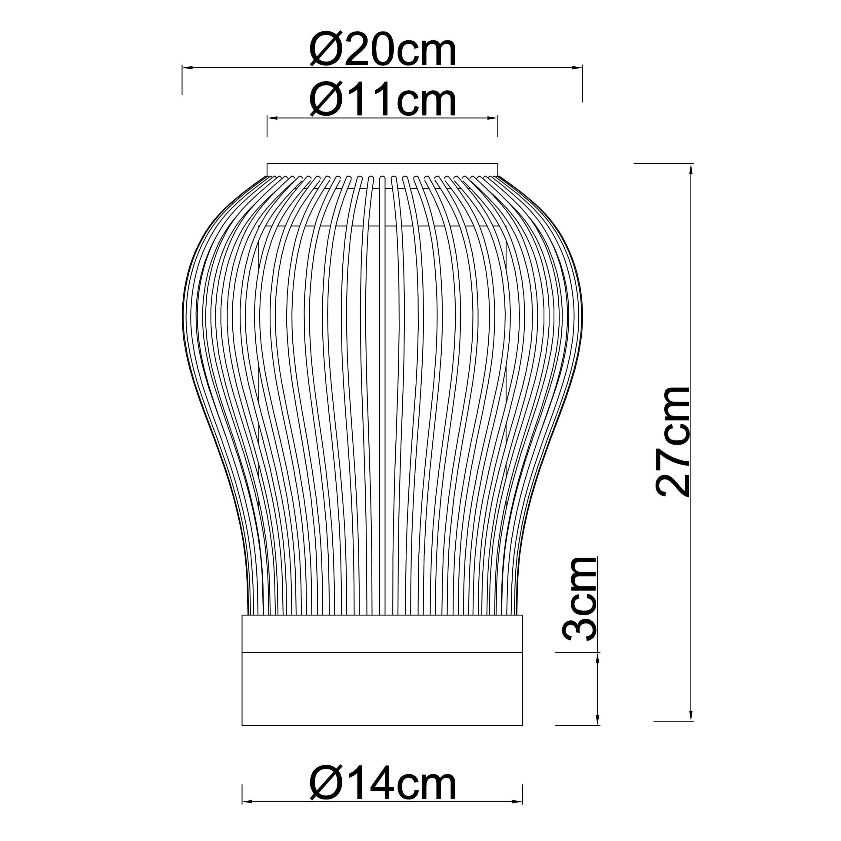 Wireless Bamboo Lantern Dimensions View