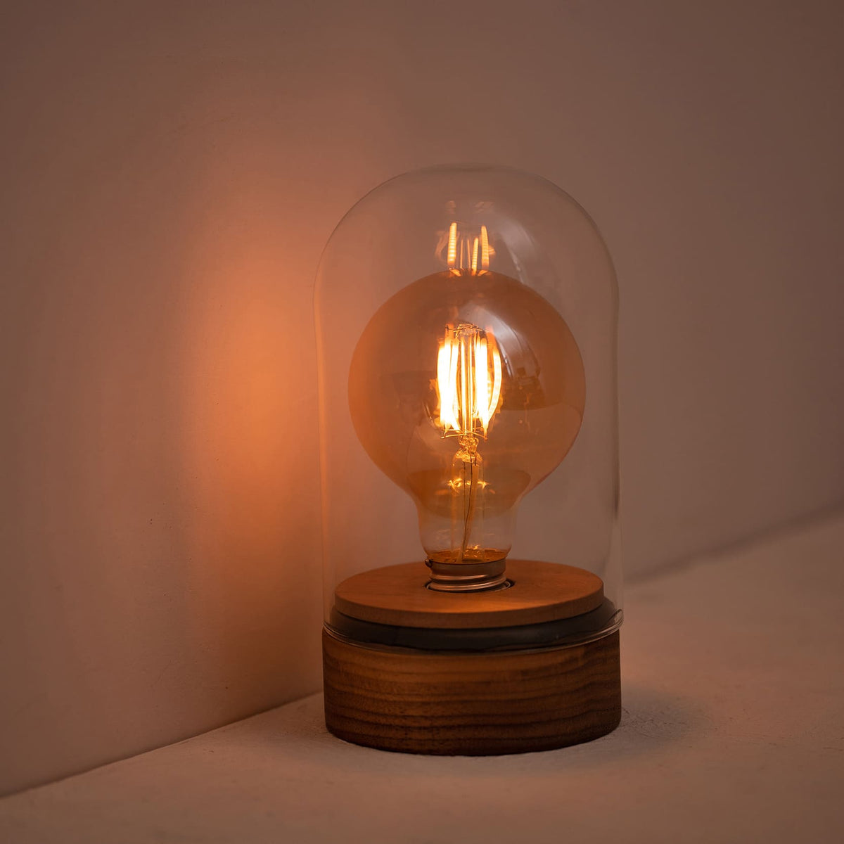 wireless Edison Glass Cloche Table Lamp