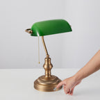 bankers light green glass cordless-desk-lamp brown bronze touch dimming