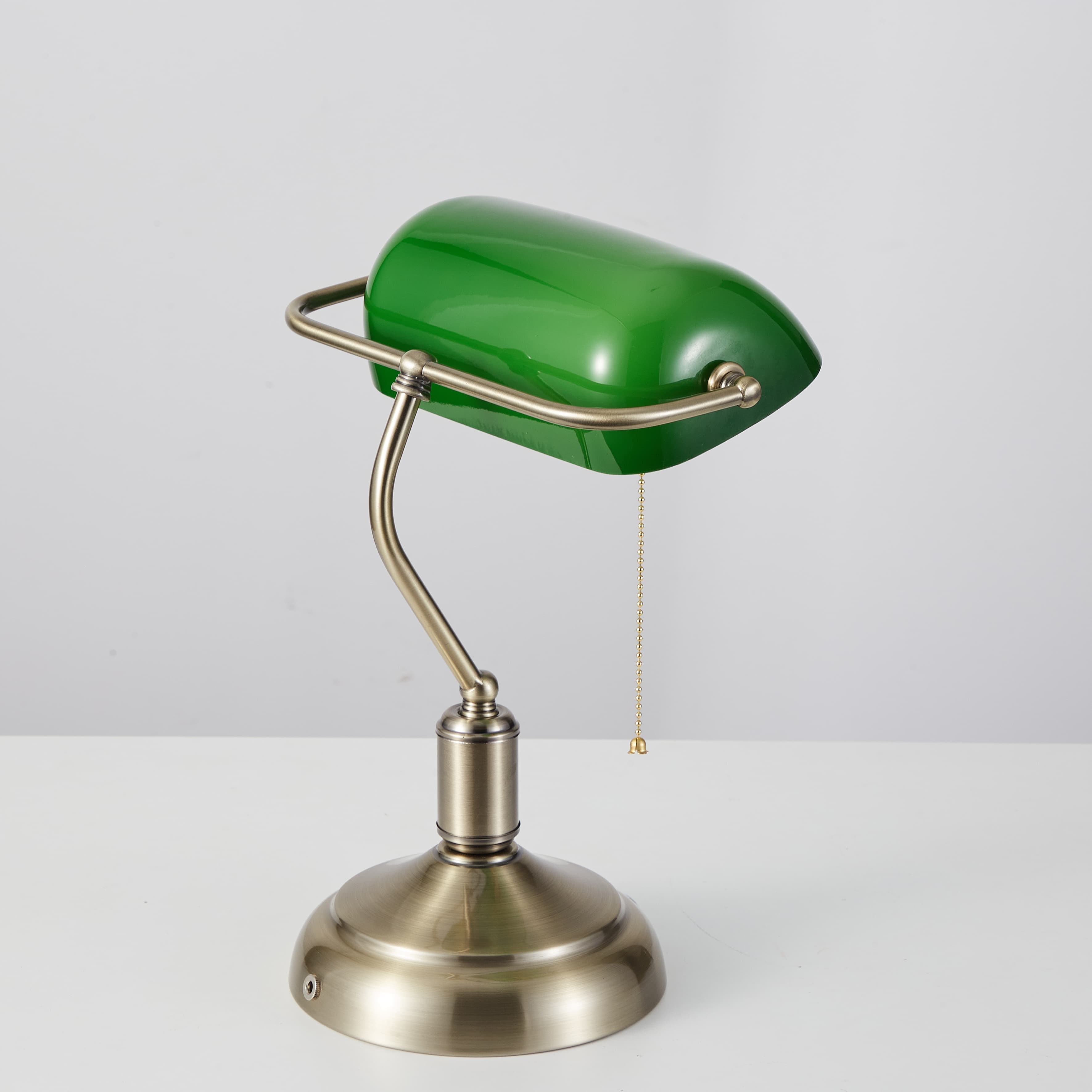Cordless Retro Bankers Lamp Green Glass Shade – cordless lamps