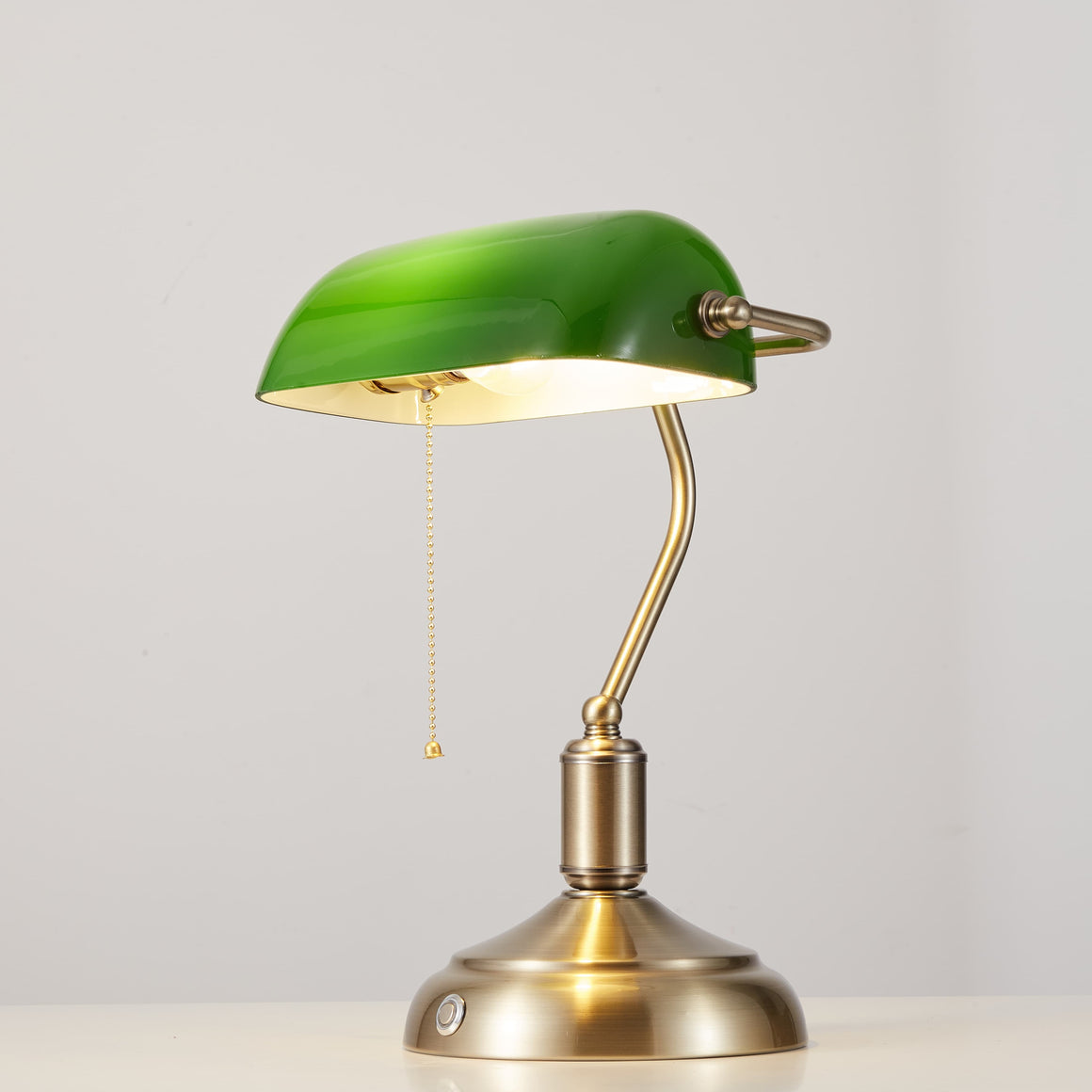 Banker Lamp Glass Shade / Vintage Style With Pull Chain Switch Study ...