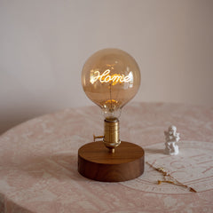 battery operated farmhouse wooden lamp