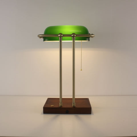 Rechargeable Green Glass Lamp - Wireless Emeralite Bankers Lamp