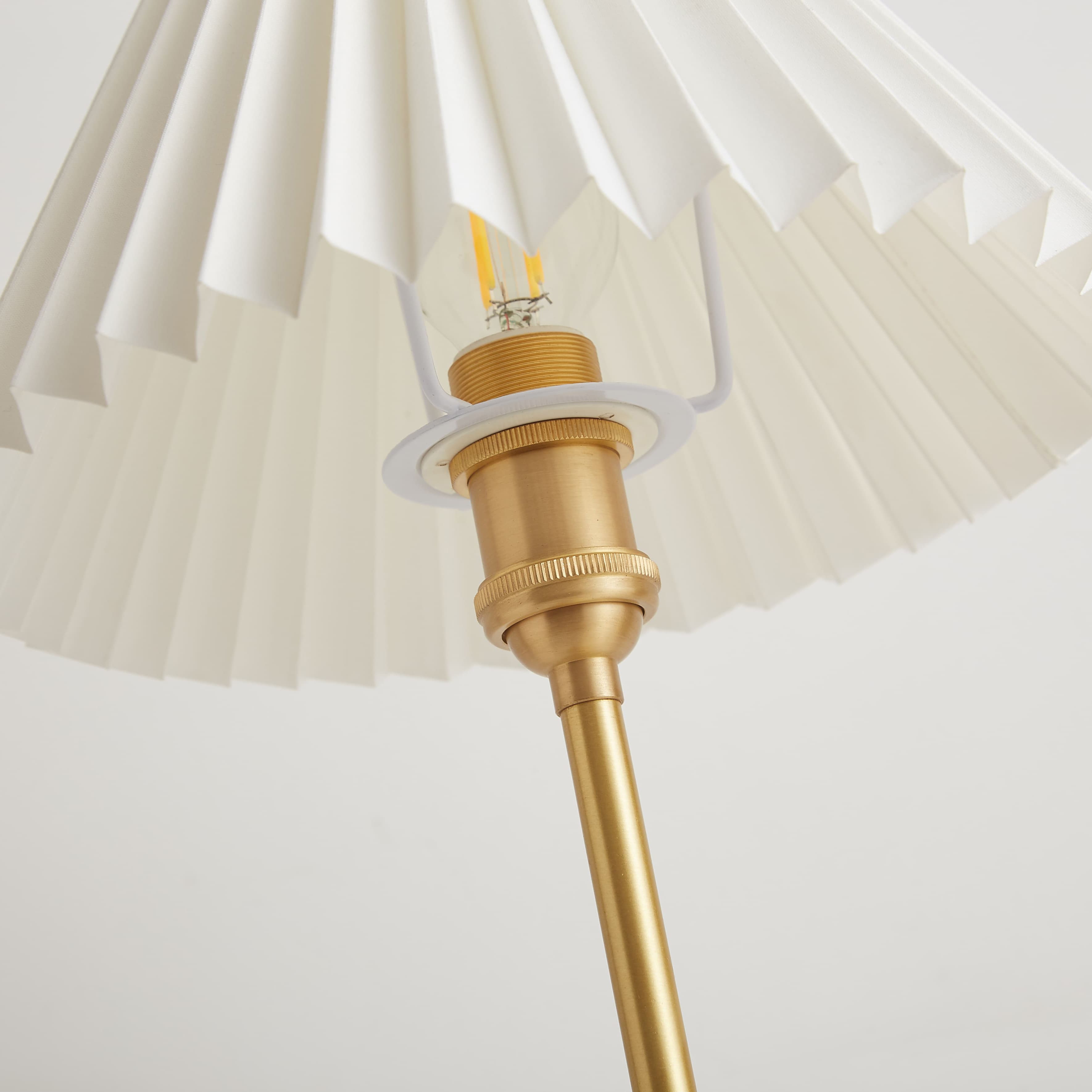 battery operated small brass table lamp white pleated lampshade