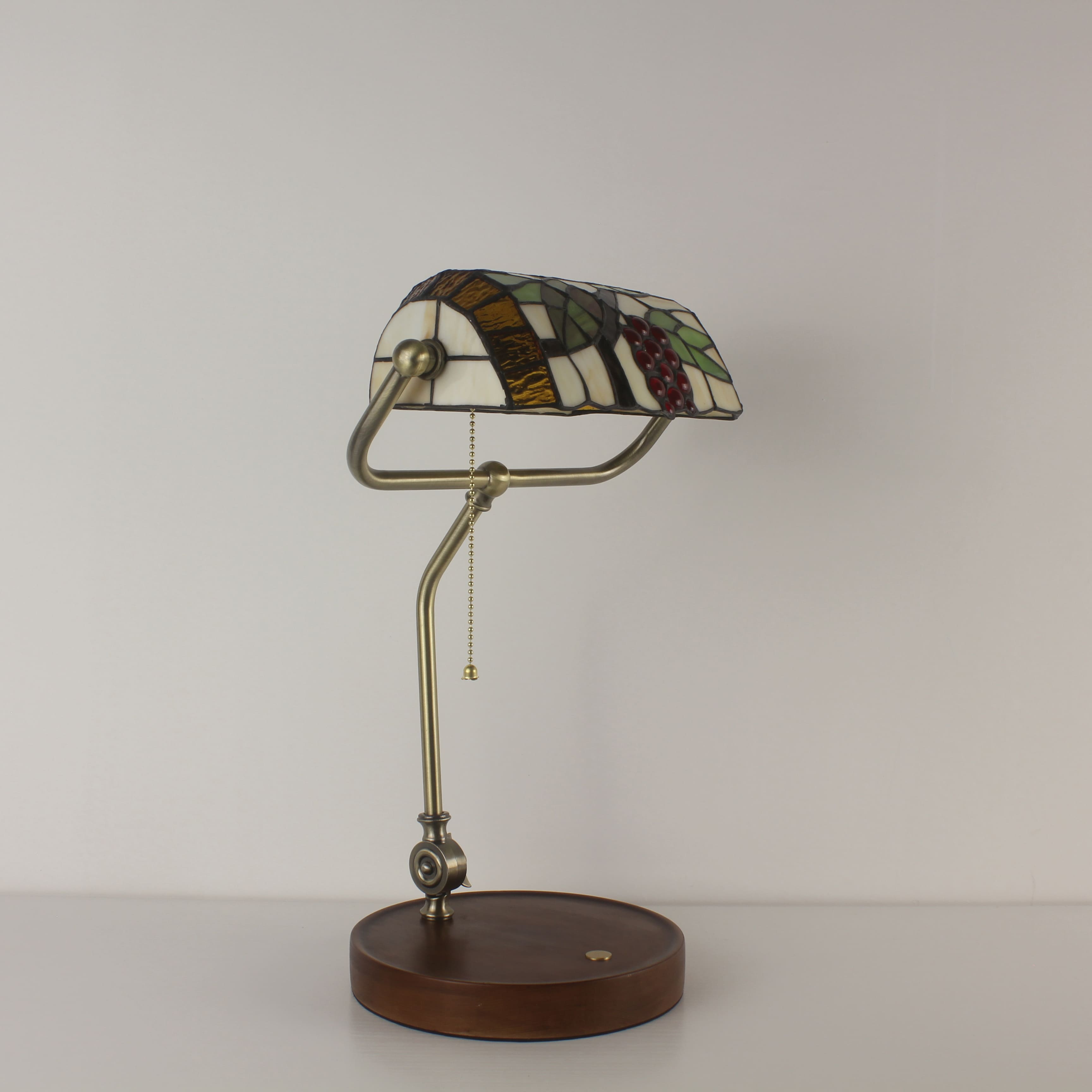 battery operated stained glass bankers-desk lamp SideAngle