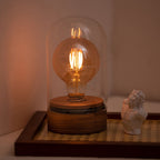 battery powered glass cloche lamp with edison bulb