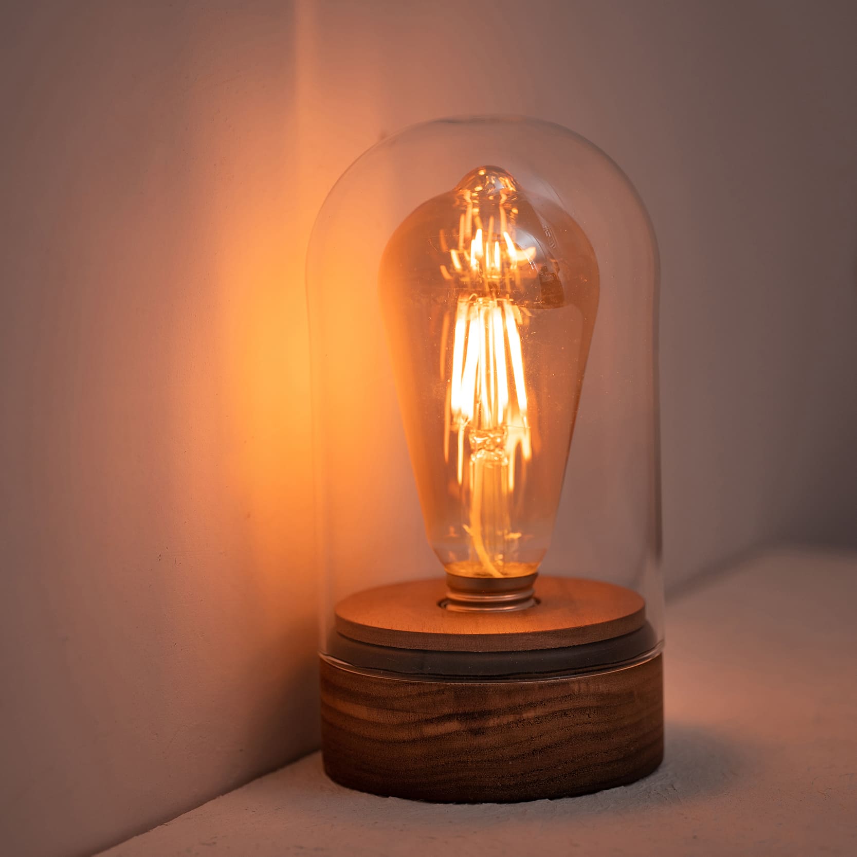 cordless glass cloche edison bulb lamp