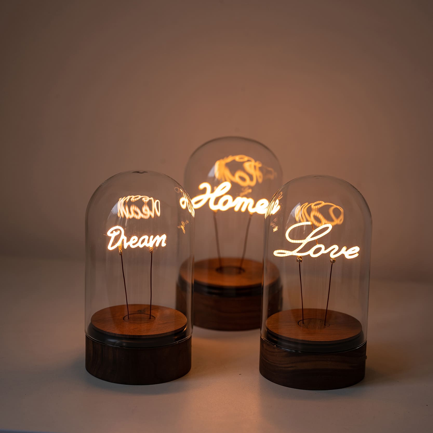 glass bell jar lamp love home dream front view
