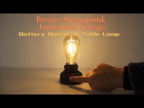 Bronze Steampunk Industrial Vintage Battery Operated Table Lamp