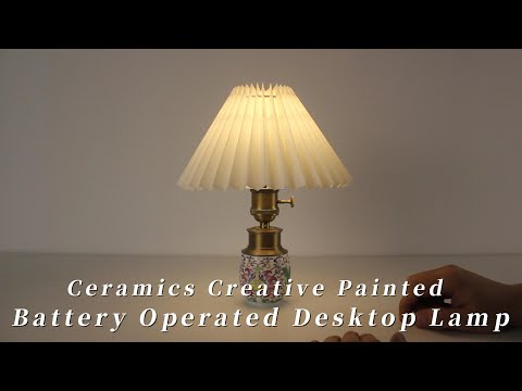 Ceramics Creative Painted Battery Operated Desktop Lamp