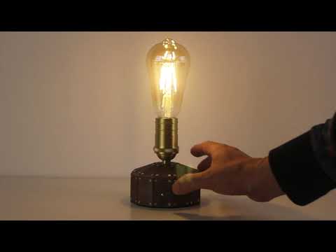 Retro Cordless Table Lamp - Handmade Wooden Rechargeable Lamp