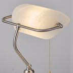rechargeable bankers light white glass shade brushed nickel detail image1