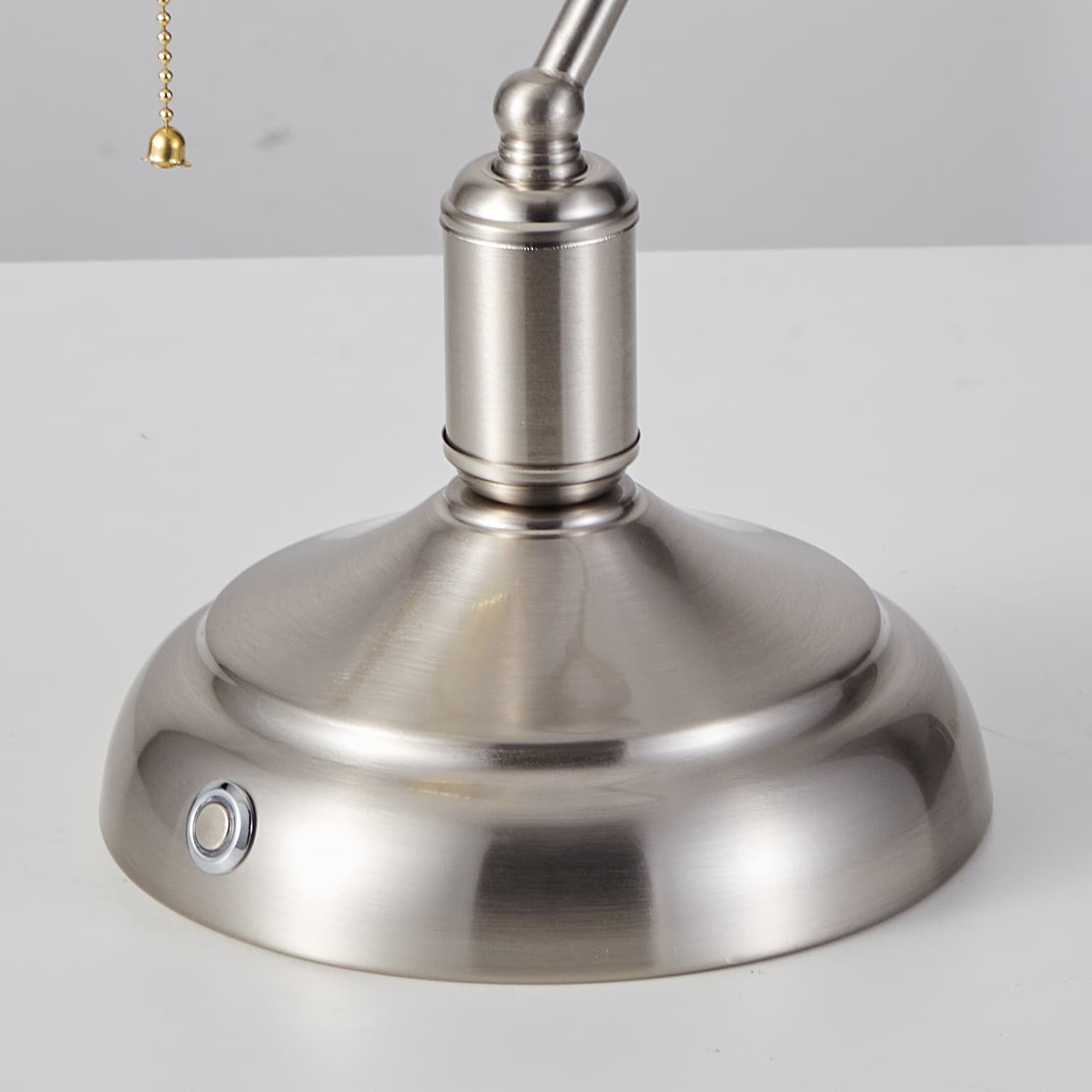 rechargeable bankers light white glass shade brushed nickel detail image2