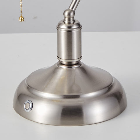 Rechargeable Bankers Light with White Glass Shade - Brushed Nickel