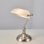 rechargeable bankers light white glassshade brushed nickel front image1