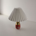 Red Chinoiserie Enamel Porcelain Wireless Table Lamp, Portable Battery Operated, Off