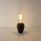 Vintage rust-colored rechargeable tea caddy lamp base paired with a classic teardrop ST64 Edison LED bulb for a retro aesthetic