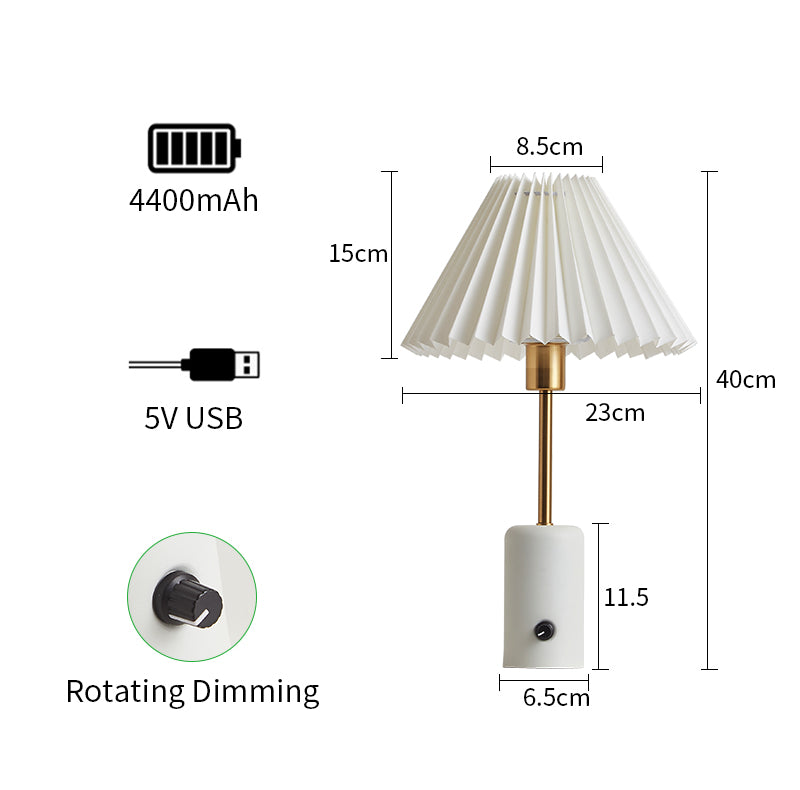 white battery powered bedside table lamps details
