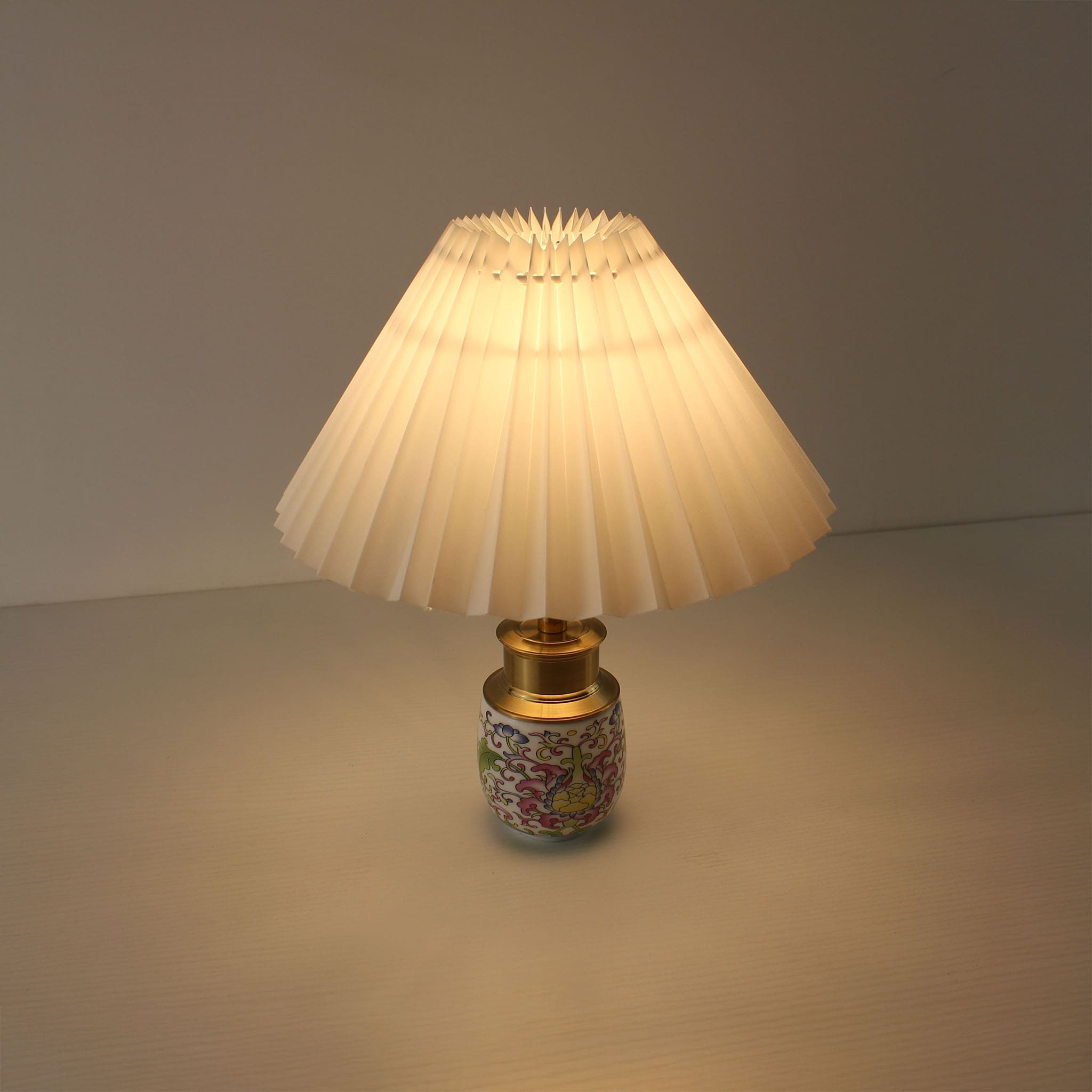 White Famille Rose Porcelain Rechargeable Lamp, Warm Glow, Elegant Chinoiserie Home Decor