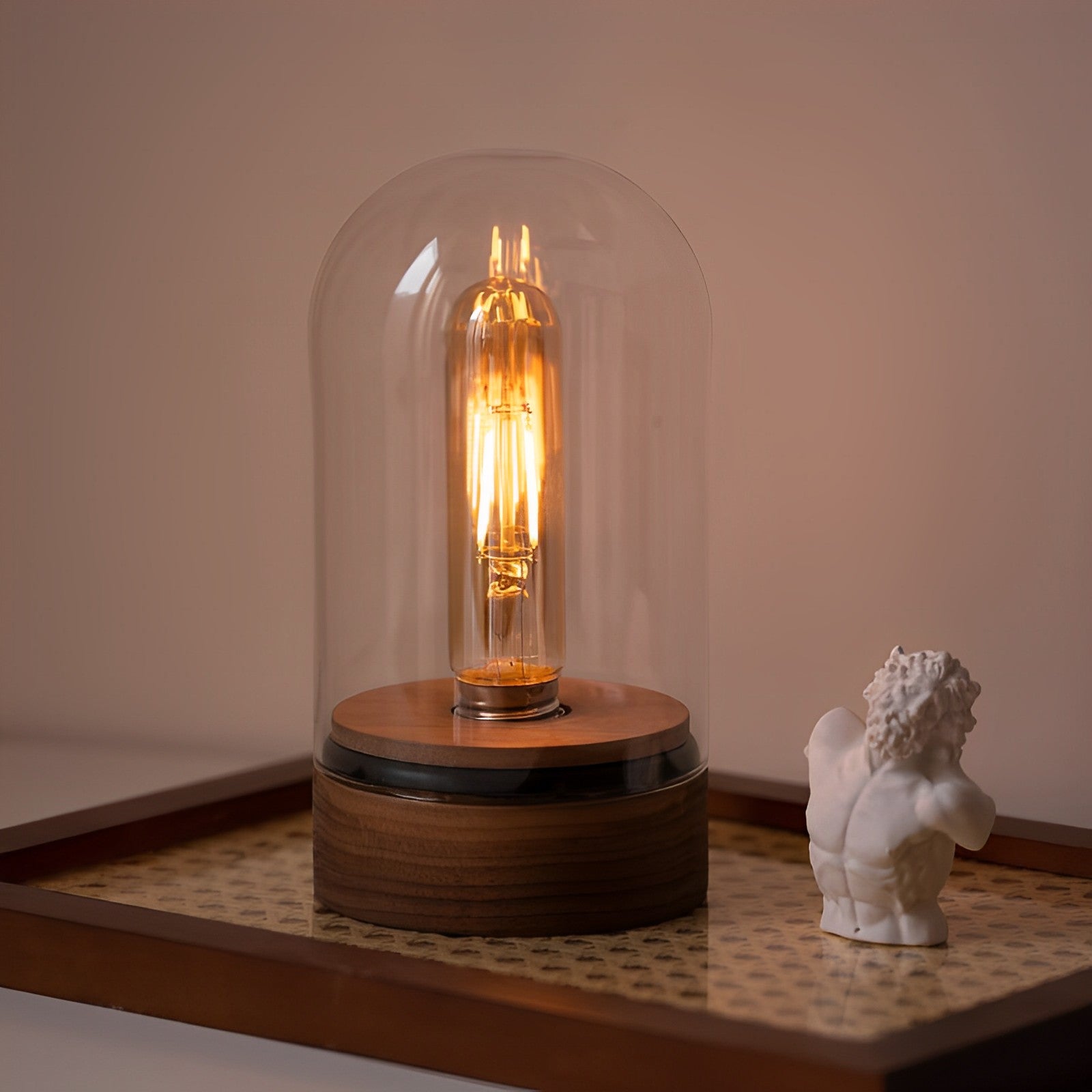 wireless edison glass cloche bedside lamp