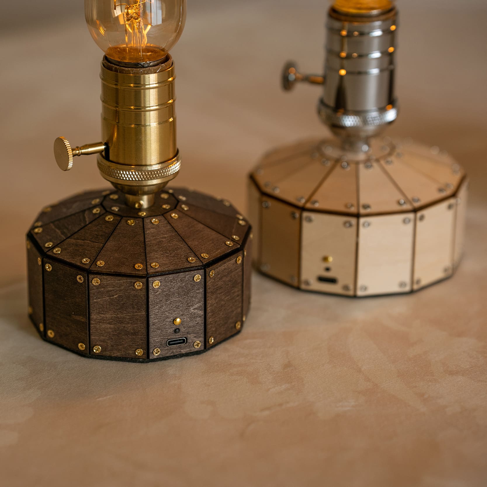 wooden battery buffet lamps